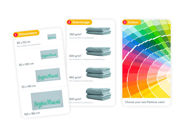 Choisissez la taille, le poids et le couleur !